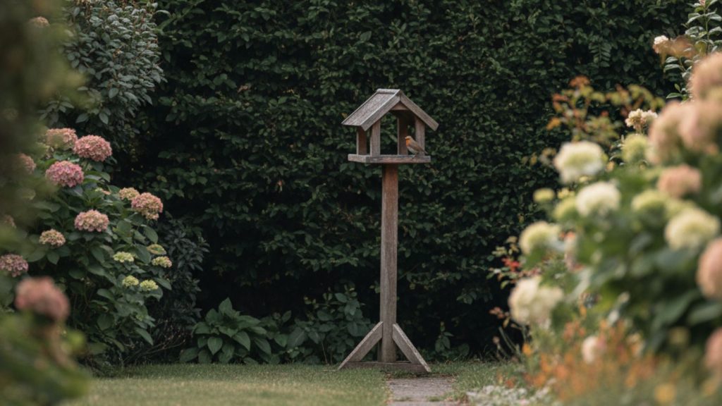 Small garden bird perched on a backyard bird feeder.